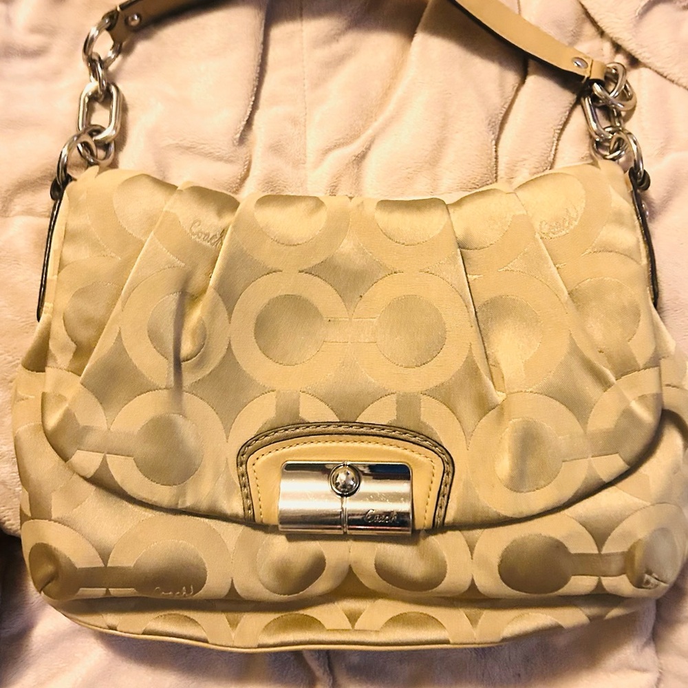 Coach Gold-Tone Patterned Shoulder Bag